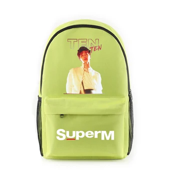 

SuperM Kpop Cool Backpack Fashion with zipper Canvas Green blue color 2019 New Arrival Shoulder College Stylish Travel Backpack