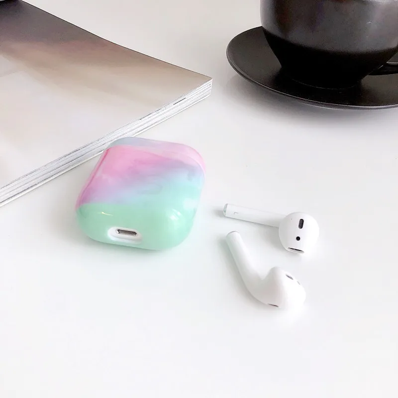 Роскошный Мраморный Airpods чехол для Apple Bluetooth гарнитура 1/2 зарядная коробка новые аксессуары для кожи против падения пыли