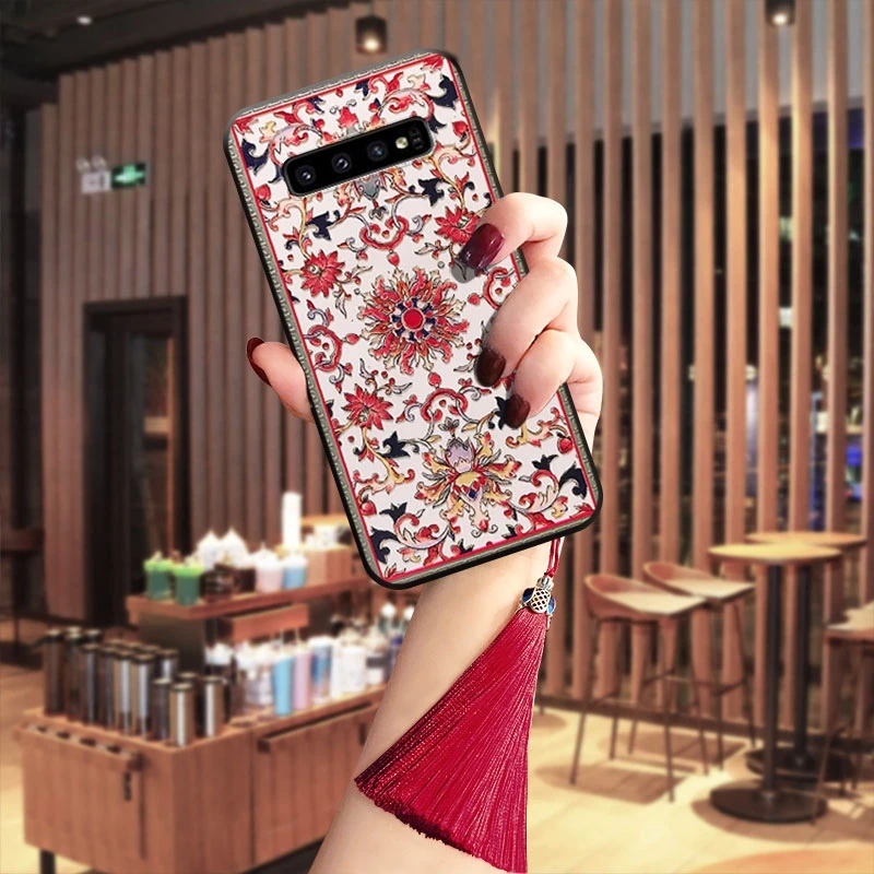 3D рельефный чехол s для samsung Galaxy Note 10 Plus 5G Note 9 8 S10 S10e S9 S8 чехол с кисточками и ремешком Мягкий силиконовый чехол Funda