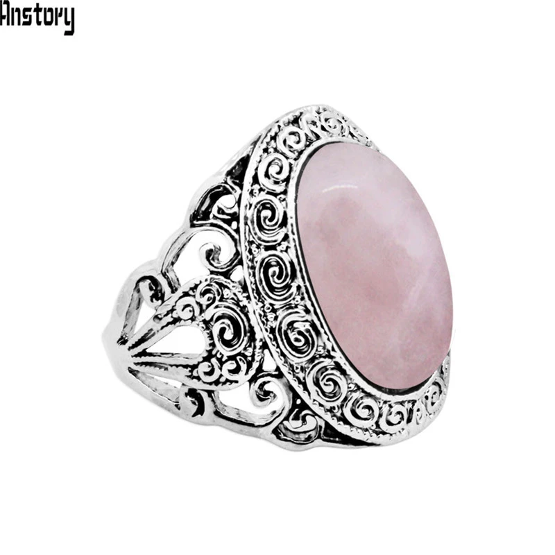 Anillos de de Jades de rosa Vintage para mujer, anillo de moda de Caracol de planta Chapado en plata antigua|Anillos| - AliExpress