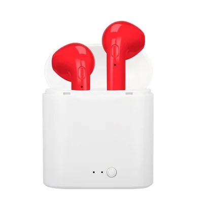 I7s TWS наушники Bluetooth беспроводные наушники мини беспроводные Bluetooth наушники спортивные стерео наушники с зарядной коробкой для мобильного - Цвет: Красный