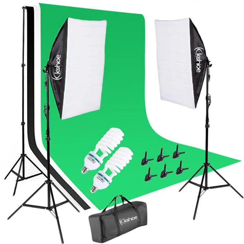 

SOONHUA Photography Studio Set Soft Light Box With Background Stand 135W Bulb Professional Camera Softbox Kits Reflector Panel