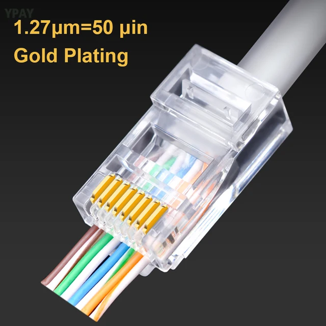 CNCOB RJ45 Pass Through EZ Connector, Cat5e Connector, RJ45