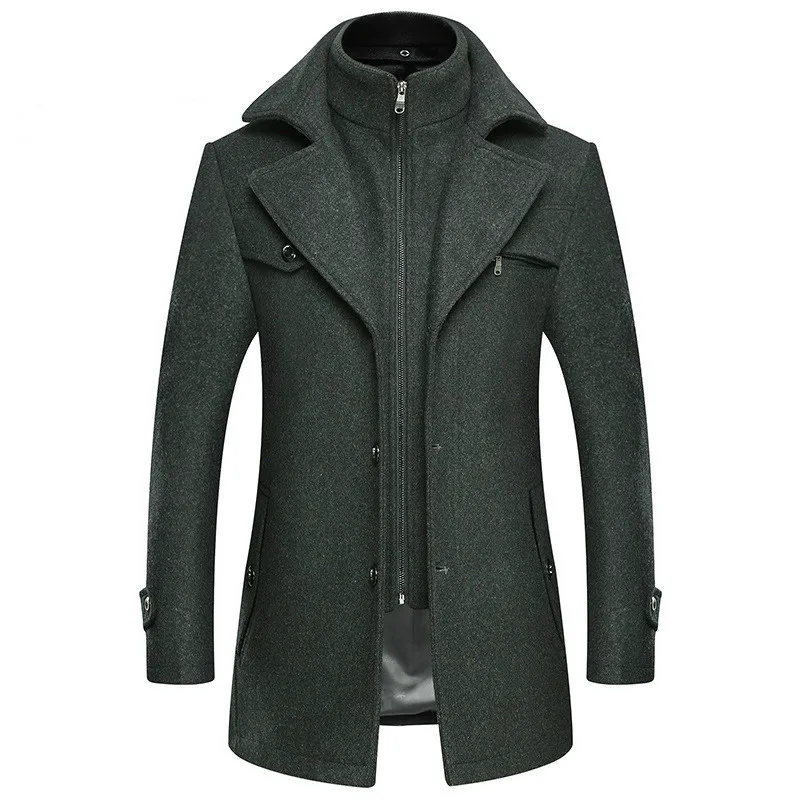 Autumn Winter Yellow Woolen Coat Male Slim Large Size Windbreaker Men Thick Extra Long Wool Coat Mens Casual Overcoat 3xl 4xl