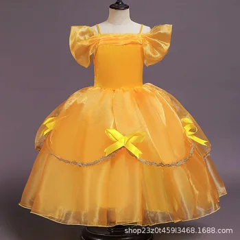 

20.2 Million St Christmas New Style Children Shirt Dress Princess Belle Girls Puffy Butterfly Dress Performance Formal Dress