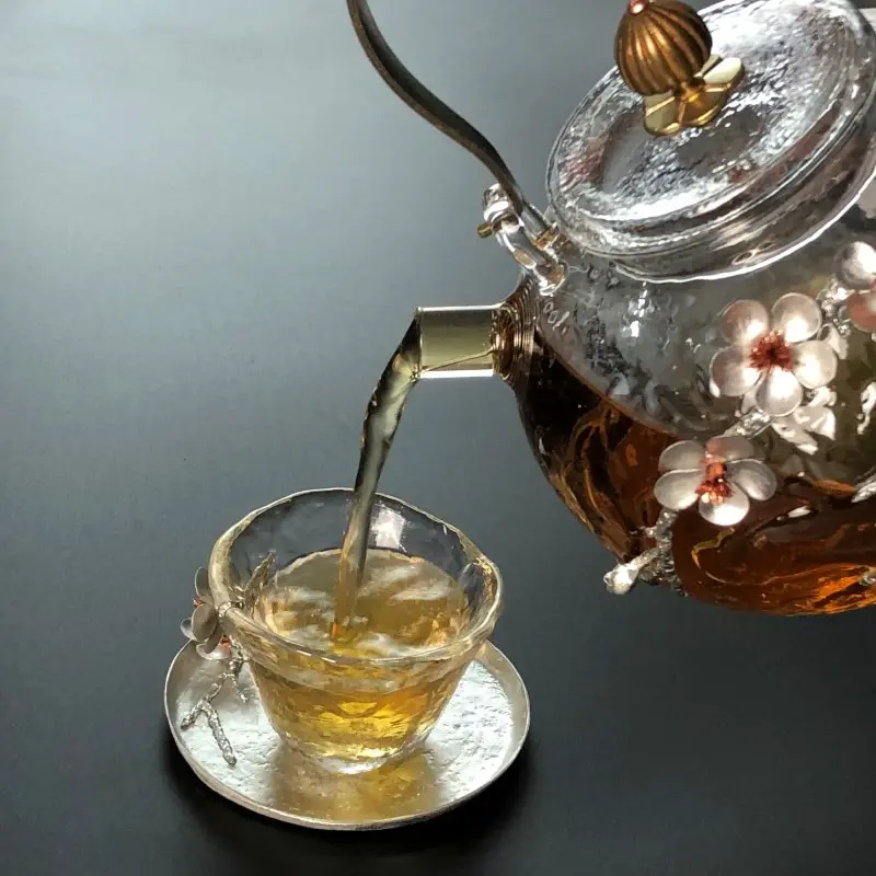 Стеклянный чайник ручной работы, молоток для воды, жаростойкий стеклянный фильтр для чая, японский чайник