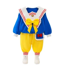 Ropa de bebé Aututmn, traje de marinero informal para niña, Top de manga larga, pantalones de chándal, 2 unids/set/conjunto, ropa linda para Recién Nacido 2021