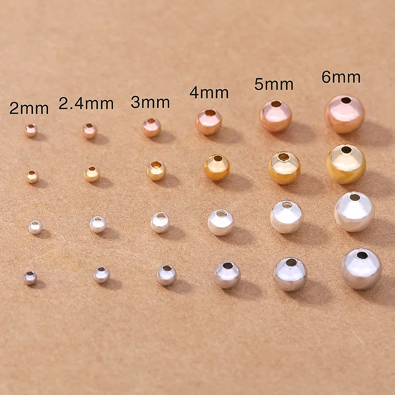 1Pack/lot 2/3/4/5/6mm Brass Spacer Beads Rose Gold/Silver Color Ball Loose Charm Beads for Bracelet Necklace DIY Jewelry Making