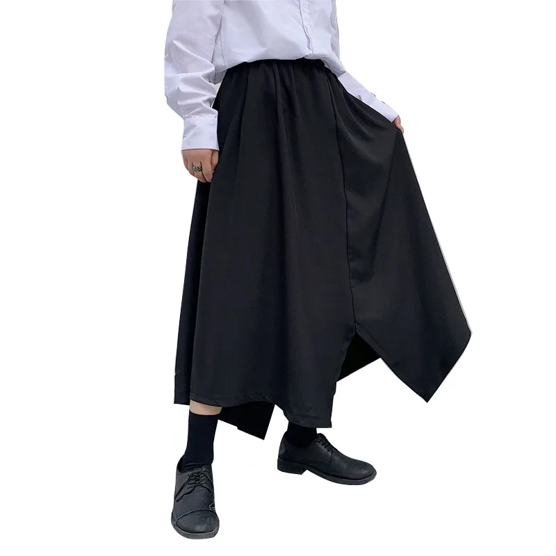 Для мужчин необычный дизайн свободные юбки брюки для мужчин Уличная Хип Хоп готический панк Япония Кимоно брюки сценическая одежда