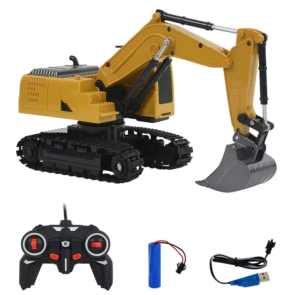 RC Excavator Toy 2.4Ghz 6 Channel 1:24 RC Engineering Car Alloy And Plastic Excavator 6CH RTR For Kids Birthday Gift