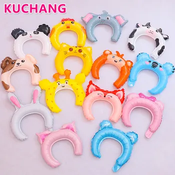 

10pcs Cute Headband Foil Balloon Rabbit Bear Animal Fox Pink Children's Toys Birthday Party Decorations