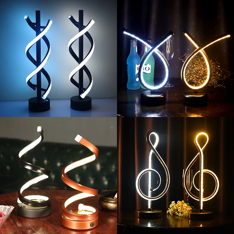 

Bar Lamp Led Charging Table Lamps Restaurant Bedroom Bedside Night Lamp Spiral Neon Signs Stand Desk Light Fixtures Home Decor