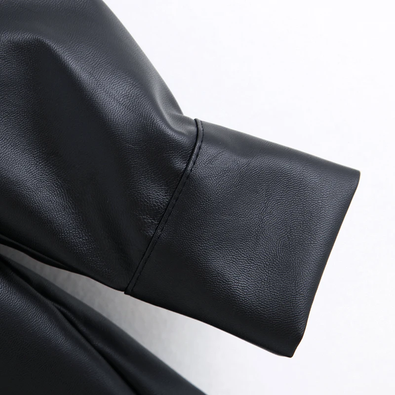 ZOEPO женские блузки из искусственной кожи, модные черные рубашки из искусственной кожи, женские элегантные топы с карманами для женщин