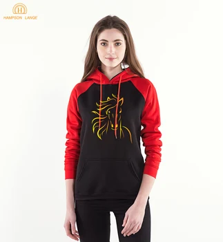 

Cartoon Horse Print Harajuku Hoodie 2020 Spring Autumn Women's Sweatshirts Kawaii Raglan Hoodies Pink Color Warm Hooded Women