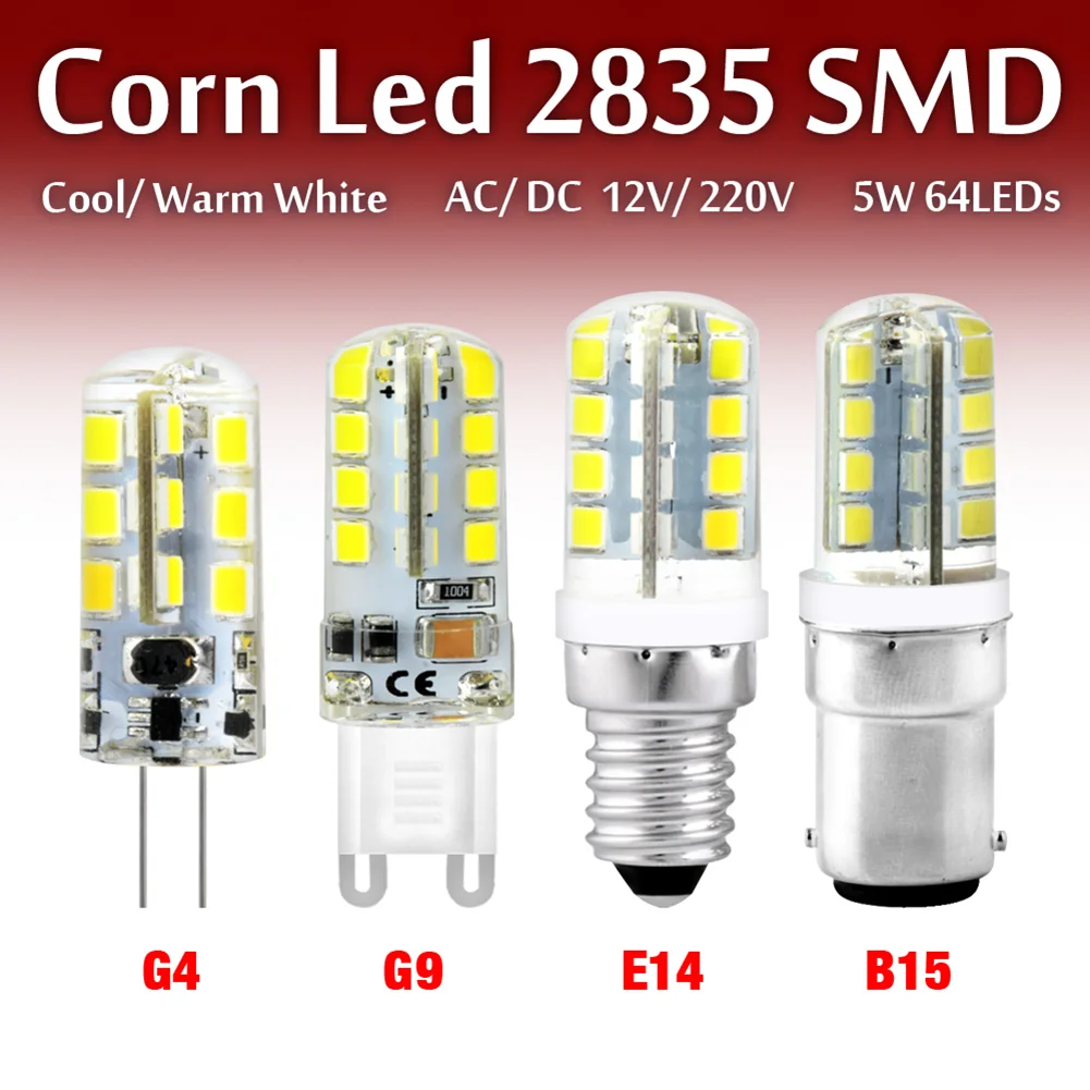 4 шт. G4 G9 светодиодный светильник для кукурузы B15 AC220V 2835 3 Вт 5 7 8 9 Светодиодный