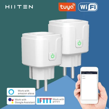 

HIITEN EU Smart Wifi Socket Plug WiFi Wireless Remote Control Socket Adaptor Power Work With Alexa Google Home Tuya APP 2PACK