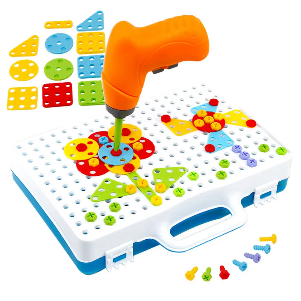 

DIY Creative Electric Drill Nut Disassembly Match Tool Assembled Blocks Model Sets Educational Toys For Children Kids Boys