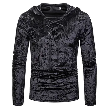 

Velvet Hoodie Men Mens Sweatshirt Long Sleeve Spring 2020 Blue Casual Hoodies Gothic Black Tops Tracksuits Fitness Sweatshirts