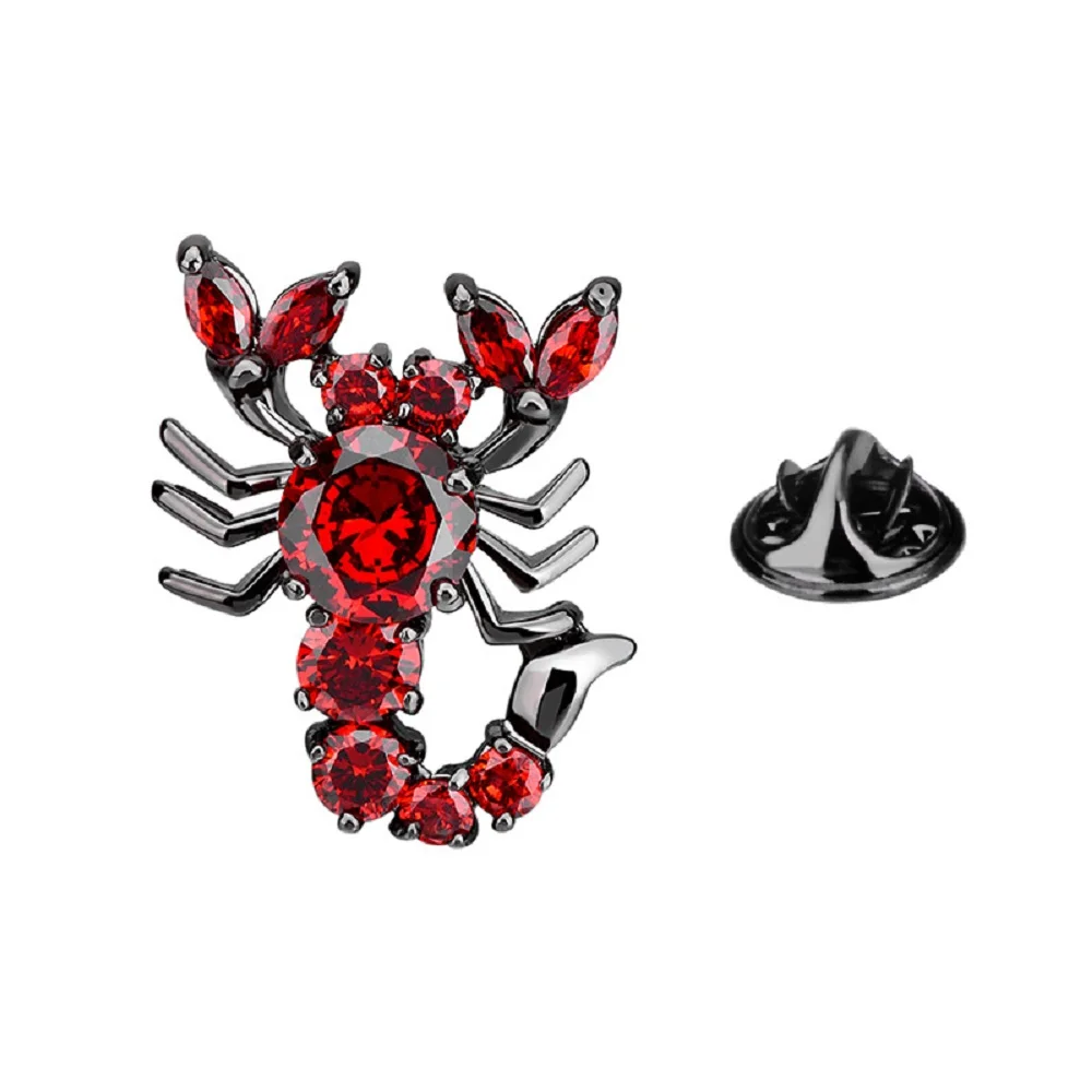 

SAVOYSHI Rhinestone Brooches For Men Red Zircon Scorpion Broches Badges Brand Jewelry Fashion Animales Lapel Pins Accessories