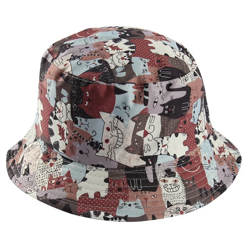 Хит-двухсторонняя мультяшная шляпа-ведро с граффити, рыбацкая шляпа, уличная шапка для путешествий, Солнцезащитная шапка для мужчин и женщин