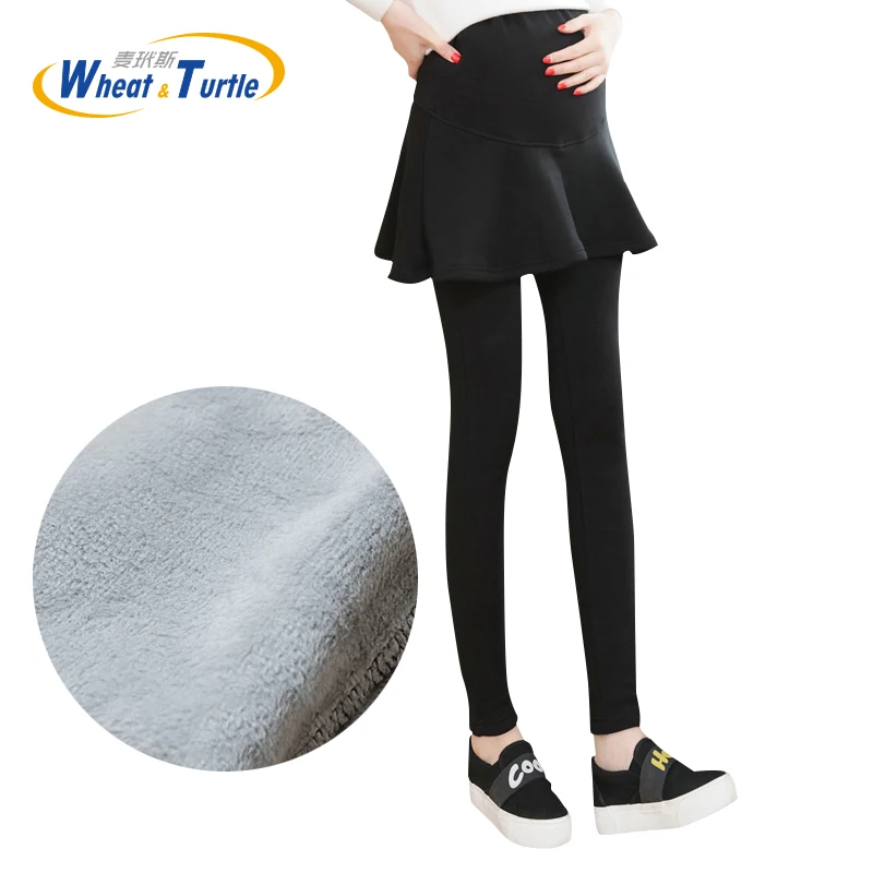 Winter Thickening Velvet Warm Pregnant Leggings Cotton Pantskirts For Pegnant Women Skinny Maternity Pants Clothing