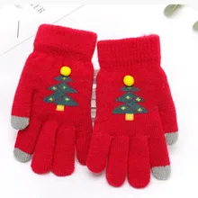 3 шт., детские варежки для девочек и мальчиков, зимние вязаные перчатки с принтом дерева, теплые перчатки для новорожденных