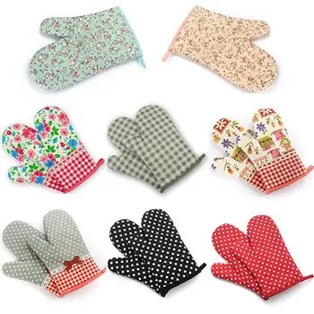 

1Pc Dots Grids Print Oven Mitt Heat Resistant Protector Kitchen Holder Glove