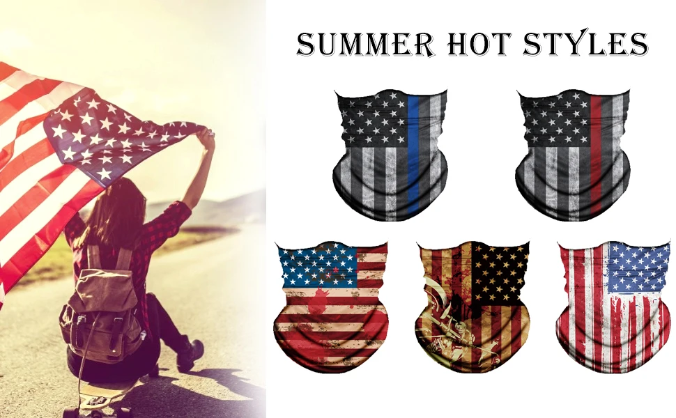 Dust-proof Flag Digital Printed Multi Functional Seamless Quick Dry Sunshade Outdoor Sweatband Hairband Scarf Cycling Sport