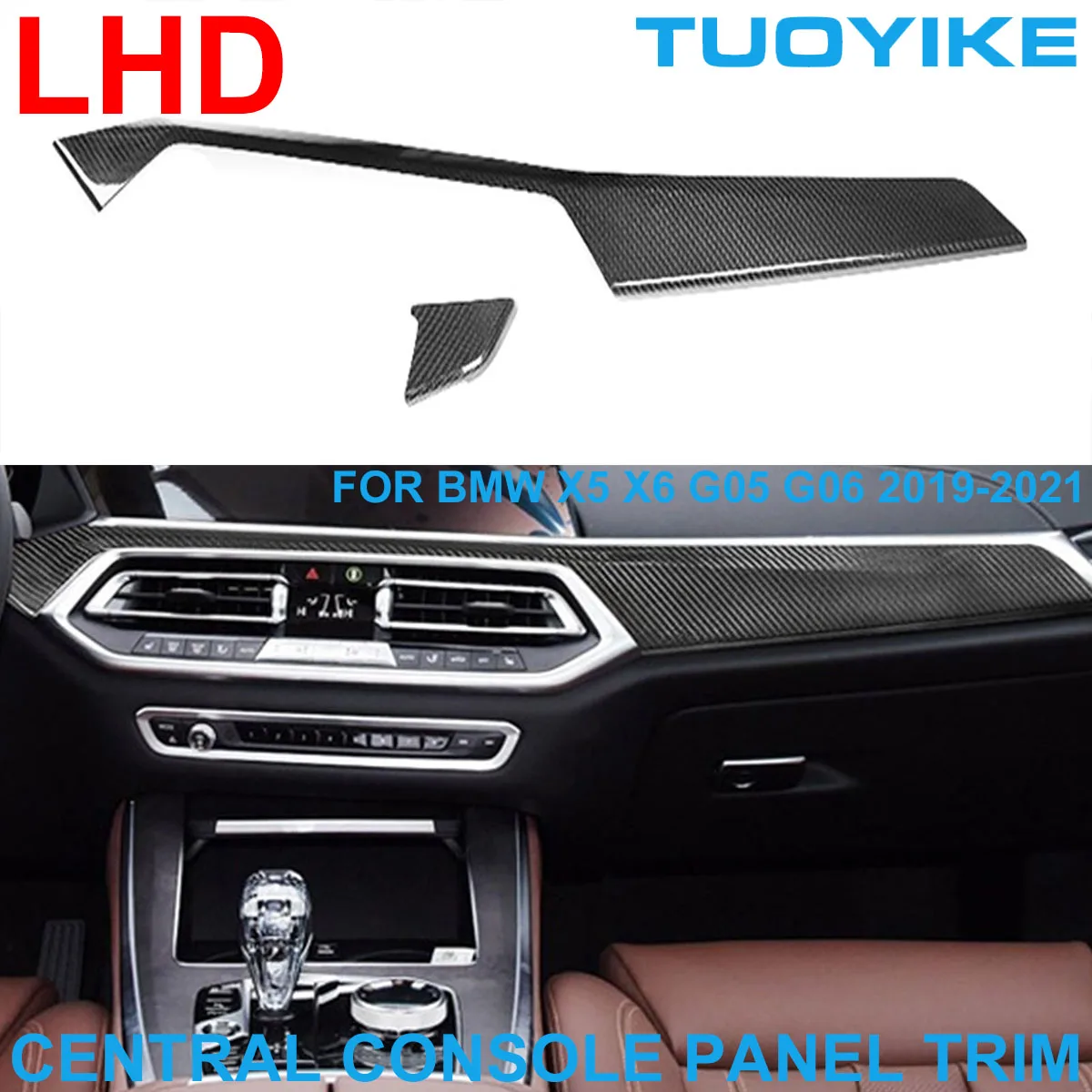 

LHD Car Styling Real Dry Carbon Fiber Interior Central Console Decorative Panel Cover Trim Sticker For BMW X5 X6 G05 G06 19-2021