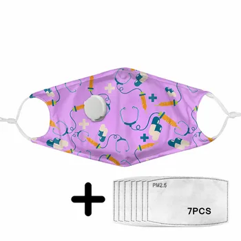 

Kawaii Cartoon Pill Pattern Mask with PM2.5 Filters Teen Girls Dustproof Face Masks for Ladies Women Protective Mouth Reusable