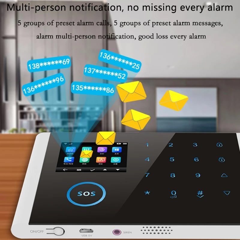 Wifi/GSM/4G GPRS Alarm System Wireless Infrared Smart Home Security Monitoring Host LCD Display/SOS/Cellphone Remote Control