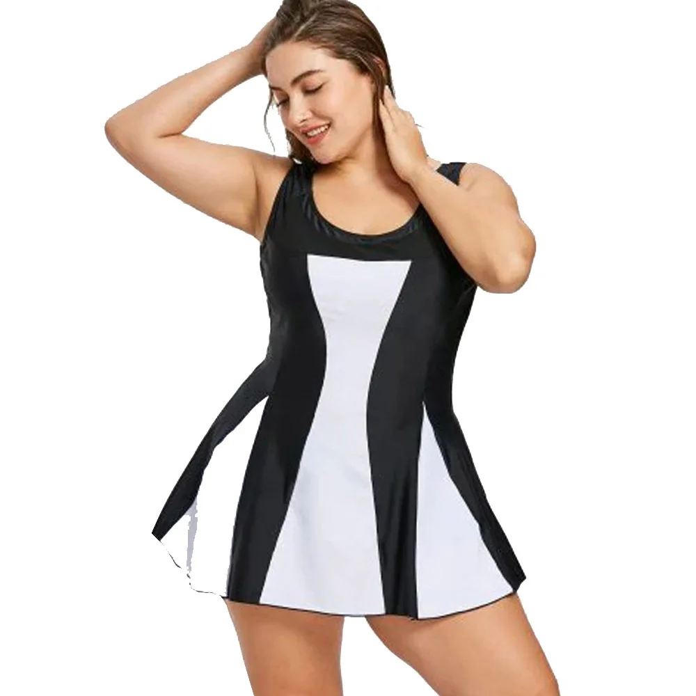 

2018 Europe And America Skirt Swimwear Sexy Split Type Large Size Bathing Suit Fat Black And White Bikini