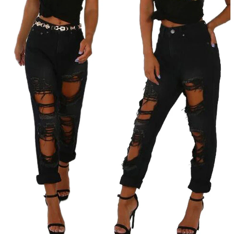 black big ripped jeans