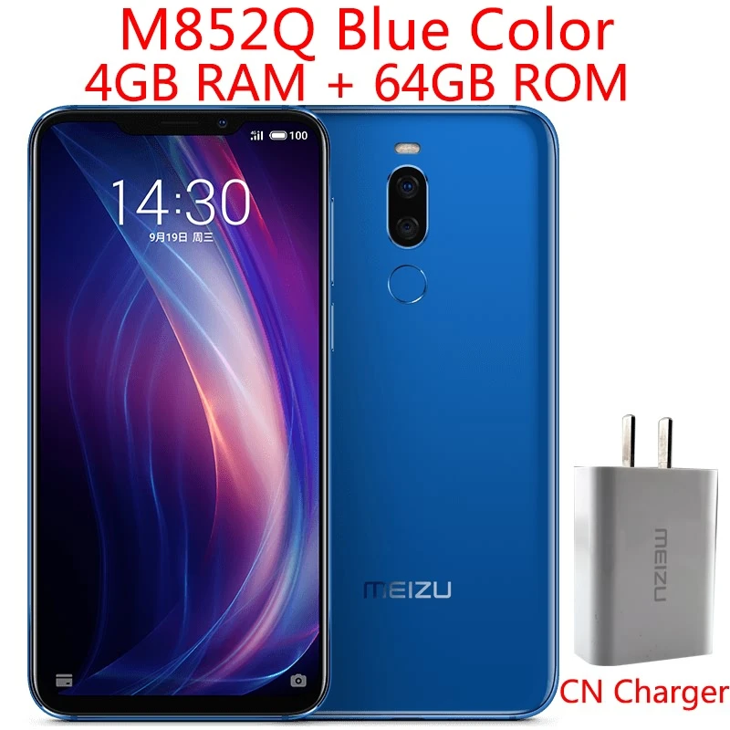Всемирная прошивка, Meizu X8, 4 ГБ, 64 ГБ, мобильный телефон, Snapdragon 710, четыре ядра, 6,2 дюймов, FHD 1080 P, двойная задняя камера, отпечаток пальца - Цвет: CN Blue 4G 64G