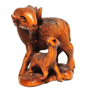 

Y6982 - 2" Hand Carved Boxwood Netsuke : Goat Mom and Baby