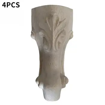 

4pcs European Style Stool DIY Carved Table Reliable Wardrobe Furniture Leg Home For Cabinet Solid Wood Replacement Parts