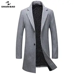 SHANBAO, брендовая одежда, роскошная Высококачественная шерстяная куртка, зима 2019, новая мода, полосатые лацканы, мужское тонкое шерстяное