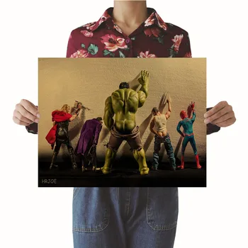

Funny Super Hero Retro Poster Classic Hulk Spiderman Vitage Kraft Paper Poster Bar Cafe Home Decor Painting Wall Sticker