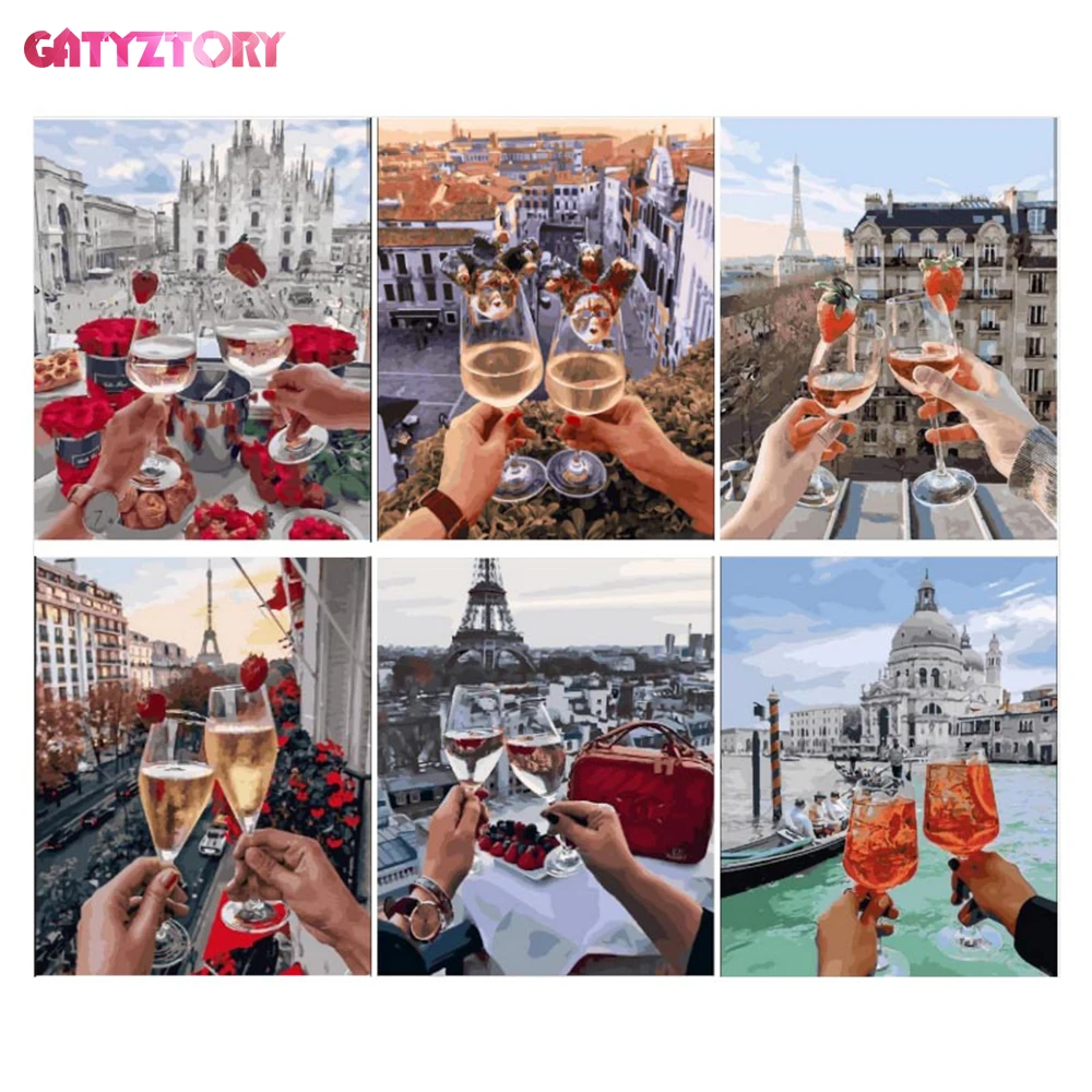 

GATYZTORY Cheers paint by numbers handmade painting on canvas diy Coloring By Number Acrylic Canvas Painting for home decoration