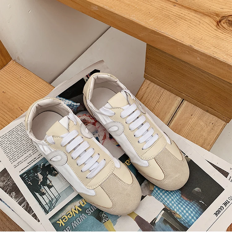 Buono Scarpe/легкие женские кожаные кроссовки; повседневная спортивная обувь с круглым носком; разноцветная Обувь На Шнуровке; повседневная обувь с бантом; Femme