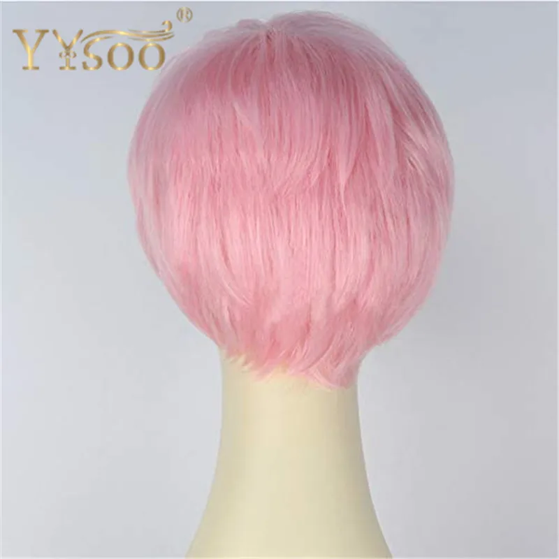 YYsoo Rihanna, парики для косплея, короткие прямые синтетические парики для женщин, розовые волосы боб с челкой, термостойкий сменный парик