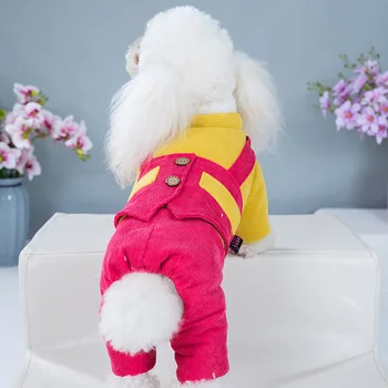 

Windproof Pet Supplies Button Closure Winter Warm Casual Daily Thickened Autumn Coat Dog Clothes Outfit Puppy Fashion Patchwork