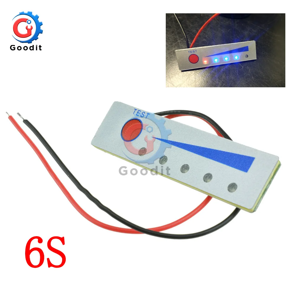 6S battery Indictor 2S 3S 5S 6S 18650 индикатор емкости литиевой батареи индикатор заряда батареи тестер литий-ионной батареи светодиодный индикатор заряда батареи - Цвет: 6S battery Indictor