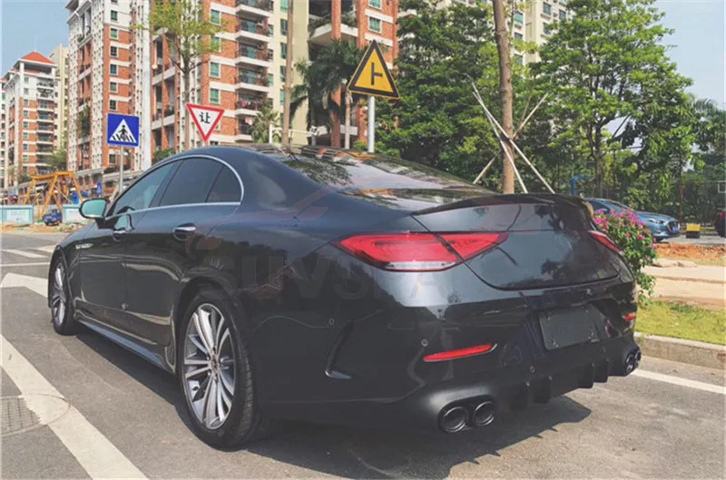 ПП черный Автомобильный задний бампер диффузор спойлер подходит для Mercedes-Benz CLS класс C257 Спорт non для CLS53 AMG