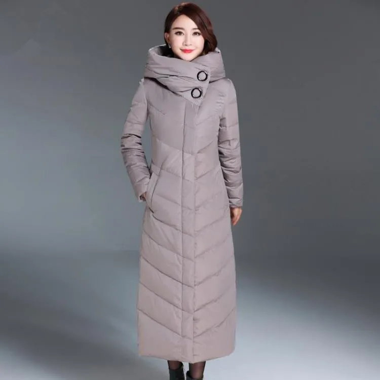Down Winter 2020 Jacket Female Slim Warm Coat Hooded X-Long Jackets For Women Parka Thick Outerwear manteau femme WYQ813 s | Женская