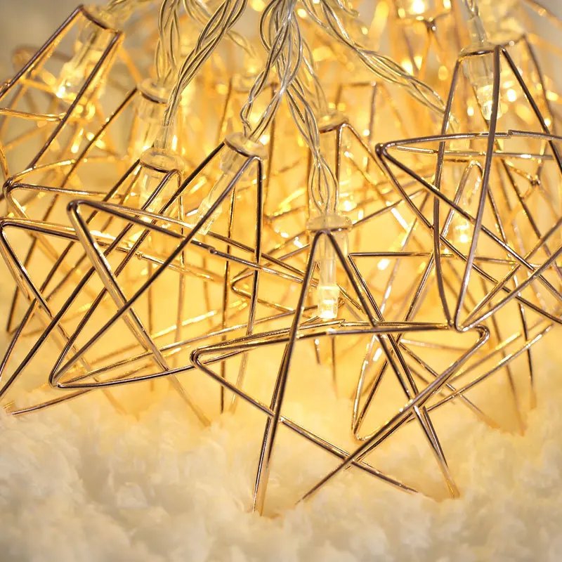 

LED Light Strings 1.5m10led/3m20led Star Metal Leaf Shape Lights String Banquet Christmas Wedding Party Decoration Supplies Lamp