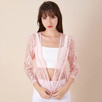 

Shawl Jacket Summer Short Blouse Sun Protection Clothing Outside Thin Section Cardigan Long Sleeve Lace Wild Blouse Shirt 2020