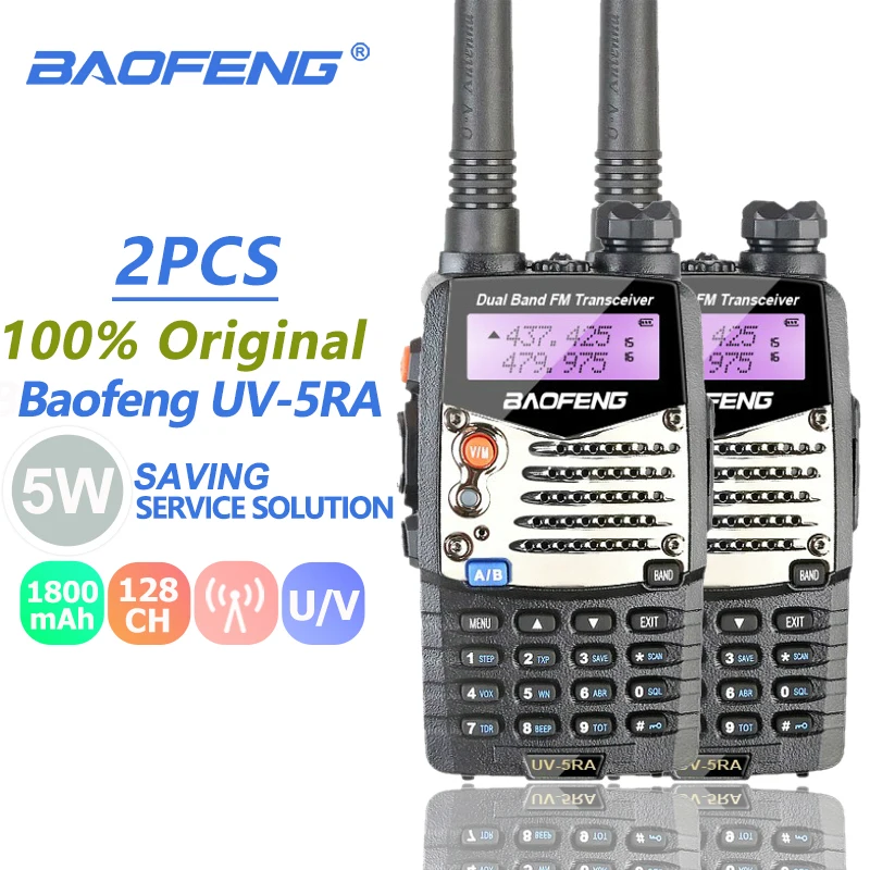 2pcs Baofeng UV 5RA Ham Radio Dual Band 136 174 400 520MHz Baofeng UV 5R UV5R 1