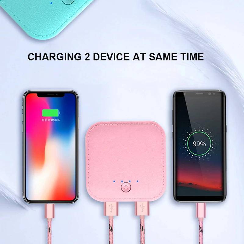 10000 мАч квадратный мини внешний аккумулятор Двойной USB выход Быстрая зарядка телефон зарядное устройство для смартфонов