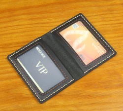 Handcrafted Crazy Horse Leather Card Wallet & ID Holder (Black)